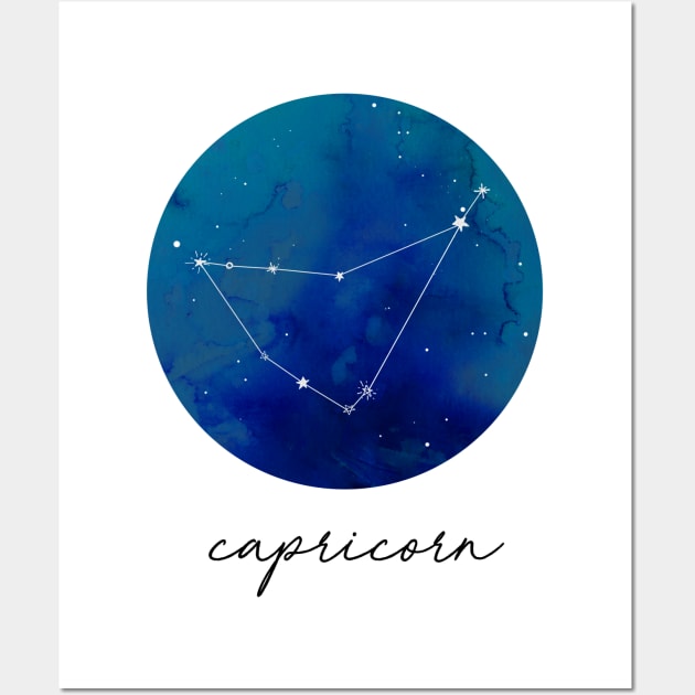 Capricorn Watercolor Zodiac Constellation Wall Art by aterkaderk